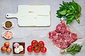 Vacuum-packed lamb neck with herbs and vegetables