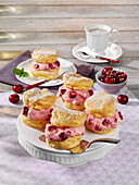  Choux pastry tarts, cherries, small treats 