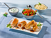  Turkey roulades with tzatziki, small and fine, hearty rolls 