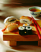 Sushi set with nigiri and maki