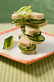 Mini sandwich with cucumber and cress