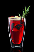 Hot redcurrant mulled wine with rosemary