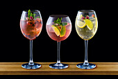 Three sangria variations with fruit