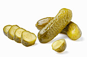 Whole and sliced gherkins