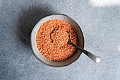 Red lentils in a bowl