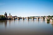 Charles bridge over Vltava River, Prague, Czech Republic