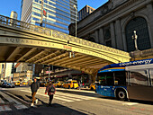 Street scene, Pershing Square Plaza and Grand Central Terminal, 42nd Street, New York City, New York, USA