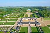 France, Eure, Le Neubourg, castle of the Champ de Bataille, the castle of the XVIIth century renovated by the decorator Jacques Garcia, gardens are certified remarkable Garden (aerial view)