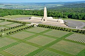 France, Meuse, Douaumont, the national necropolis and the ossuary (aerial view)