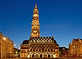 France, Pas de Calais, Arras, place des Heros (Heroes square) and the city hall listed as World Heritage by UNESCO