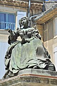 France, Drome, village of Grignan, statue in homage to the Marquise of Sevigne