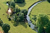 France, Calvados, Saint Gabriel Brecy, landscape, bocage Normand (aerial view)