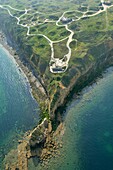 France, Calvados, Cricqueville en Bessin, Pointe du Hoc (aerial view)