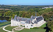 France, Cher, Oizon, the castle of la Verrerie (aerial view)
