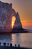 France, Seine Maritime, Etretat, the cliffs illuminated