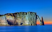 France, Seine Maritime, Etretat, the cliffs illuminated