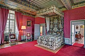 Frankreich, Nievre, Parc naturel régional du Morvan, das Schloss von Bazoches, wo der Marschall Sebastien le Prestre de Vauban lebte, die große Galerie das Bett von Vauban