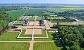 France, Eure, Le Neubourg, castle of the Champ de Bataille, the castle of the XVIIth century renovated by the decorator Jacques Garcia, gardens are certified remarkable Garden (aerial view)
