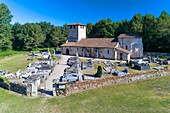 Frankreich, Gironde, Val de L'Eyre, Parc Naturel Régional des Landes de Gascogne, Belin-Beliet, denkmalgeschützte Kirche von Mons, deren Gründung auf das Ende des 11. Jahrhunderts zurückgeht