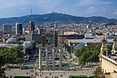 Spain, Catalonia, Barcelona, &#x200b;&#x200b;View of Barcelona from the terrace of the National Art Museum of Catalonia