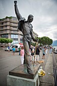 Switzerland, Canton of Vaud, Montreux, the Freddie Mercury statue on the shores of Lake Geneva