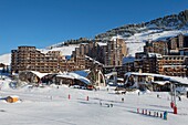 France, Haute Savoie, Chablais Massif, Portes du Soleil ski area, Avoriaz, the snow front