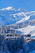 France, Savoie, Valmorel, Massif of the Vanoise, Tarentaise valley, view of the Cheval Noir (2832m)