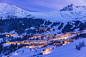 Frankreich, Savoyen, Valmorel, Vanoise-Massiv, Tarentaise-Tal, Blick auf die Pointe Du Grand Nielard (2544m)