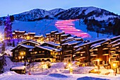 France, Savoie, Valmorel, Massif of the Vanoise, Tarentaise valley, torchlight descent