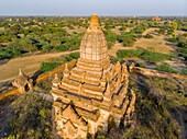 Myanmar (Burma), Region Mandalay, buddhistische archäologische Stätte von Bagan, die von der UNESCO zum Weltkulturerbe erklärt wurde (Luftaufnahme)