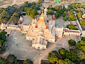 Myanmar (Burma), Mandalay region, Buddhist archaeological site of Bagan listed as World Heritage by UNESCO, Ananda pahto temple (aerial view)