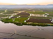 Myanmar (Burma), Shan State, Inle Lake, Kela Floating Gardens (aerial view)