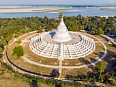 Myanmar (Burma), around Mandalay, Mingun, Hsinbyume Pagoda or Shin Bomei or Mya Thein Tan, XIX century (aerial view)
