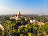 Myanmar (Burma), Mandalay region, Bagan listed as World Heritage by UNESCO Buddhist archaeological site (aerial view) , Ananda temple