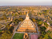 Myanmar (Burma), Mandalay region, Bagan listed as World Heritage by UNESCO Buddhist archaeological site (aerial view) ,Shwesandaw pagoda