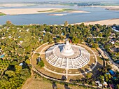 Myanmar (Burma), around Mandalay, Mingun, Hsinbyume Pagoda or Shin Bomei or Mya Thein Tan, 19th century (aerial view)