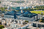 France, Paris, the new building of the Ministry of Defence called Hexagone Balard, entered service in 2015 (aerial view)