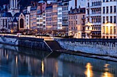 France, Rhone, Lyon, 2nd district, Bellecour district, historical site listed as World Heritage by UNESCO, quai Fulchiron, La Saone