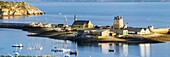 France, Regional Natural Armoric Park, Camaret-sur-Mer, Camaret sur Mer global overview of the old buildings including the Vauban tower, listed as World Heritage by UNESCO