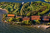 Frankreich, Gironde, Bassin d'Arcachon, La Teste de Buch, Ile aux Oiseaux, Port de l'Ile (Luftaufnahme)