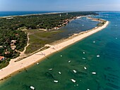 France, Gironde, Bassin d'Arcachon, Cap Ferret, the Mimbeau's Conche (aerial view)