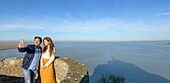 Frankreich, Manche, der Mont-Saint-Michel, die Bucht von Mont-Saint-Michel von einer der Terrassen der Abtei