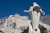 Italy, Tuscany, in the middle of the marble quarries of Carrare, the village of Colonnata