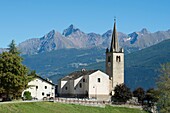 Italy, Aosta Valley, the church of the village of Saint Nicolas