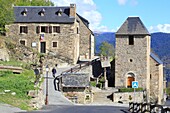 France, Hautes Pyrenees, Aure valley, Saint Lary Soulan, Soulan district with Saint Pierre church (17th century)