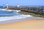 France, Landes, Capbreton, seaside resort with its pier on the Atlantic coast