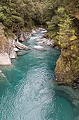 New Zealand, South Island, West Coast region, Mount Aspiring National Park, labelled Unesco World Heritage, Blue River gorge at Blue Pools