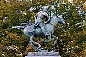 France, Calvados, Caen, equestrian statue of Bertrand du Guesclin place Saint-Martin by Arthur Le Duc