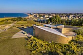 France, Calvados, Courseulles sur Mer, Juno Beach Centre, museum dedicated to Canada's role during the Second World War (aerial view)