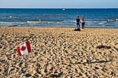 France, Calvados, Courseulles sur Mer, Juno Beach Centre, museum dedicated to Canada's role during the Second World War, descendants of Canadian soldiers on the beach